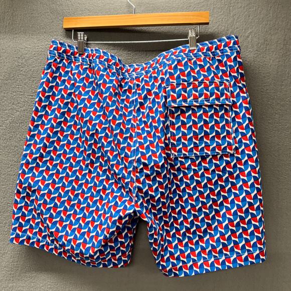 Psycho Bunny Swim Trunks Mens XXL Blue Red Mesh Lined Beach Coastal + Pockets - Picture 6 of 12